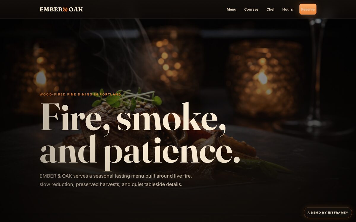 Ember & Oak — F&B·파인다이닝 데모 사이트 썸네일
