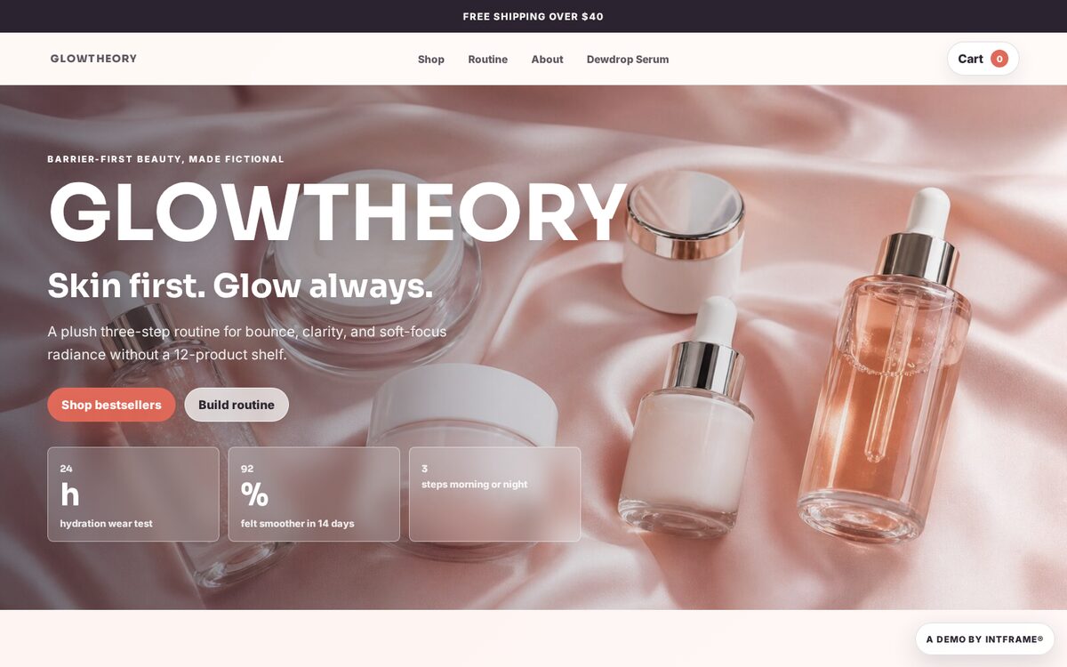 Glowtheory — 뷰티 D2C 데모 사이트 썸네일