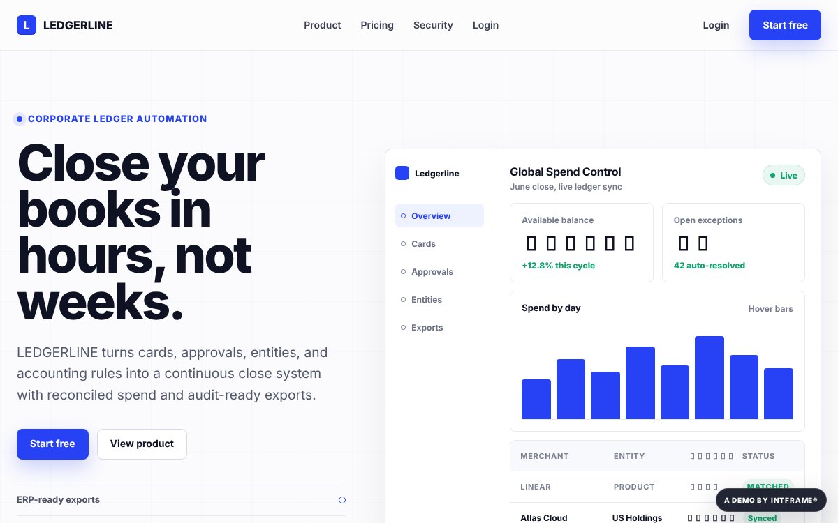 Ledgerline — 핀테크 SaaS 데모 사이트 썸네일