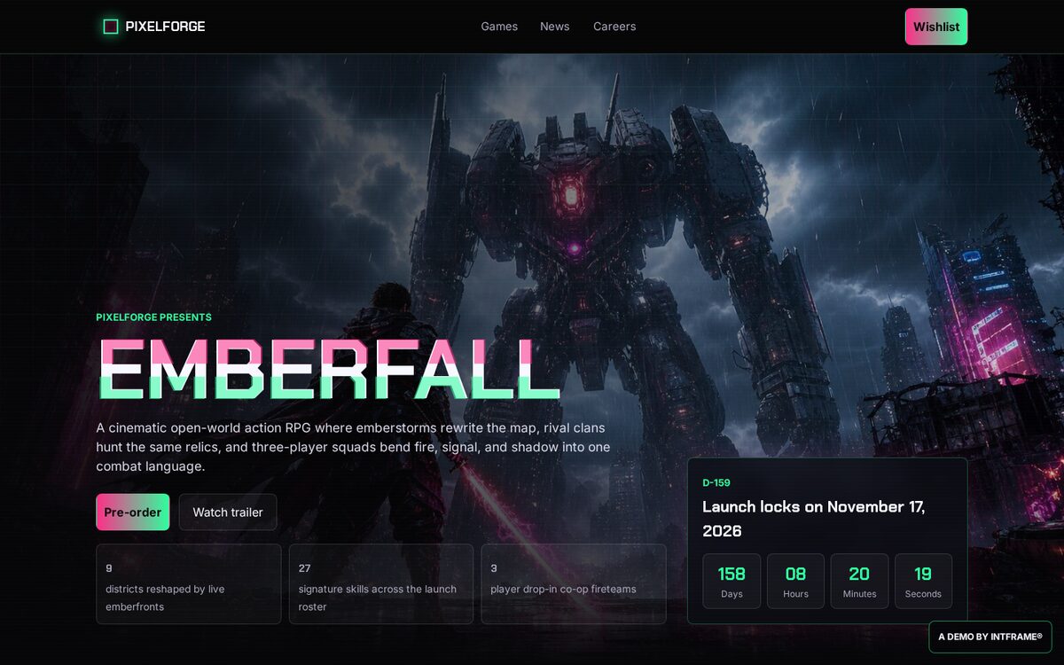 Pixelforge — 게임 데모 사이트 썸네일