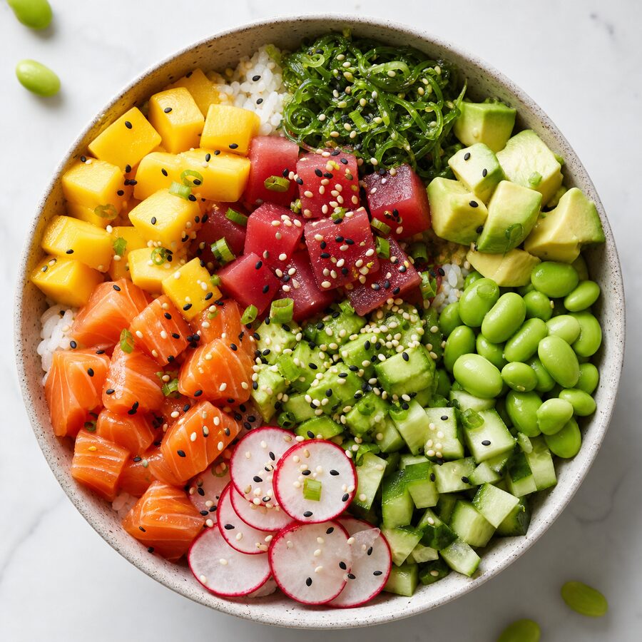 Fresh salad bowl with coffee on the side