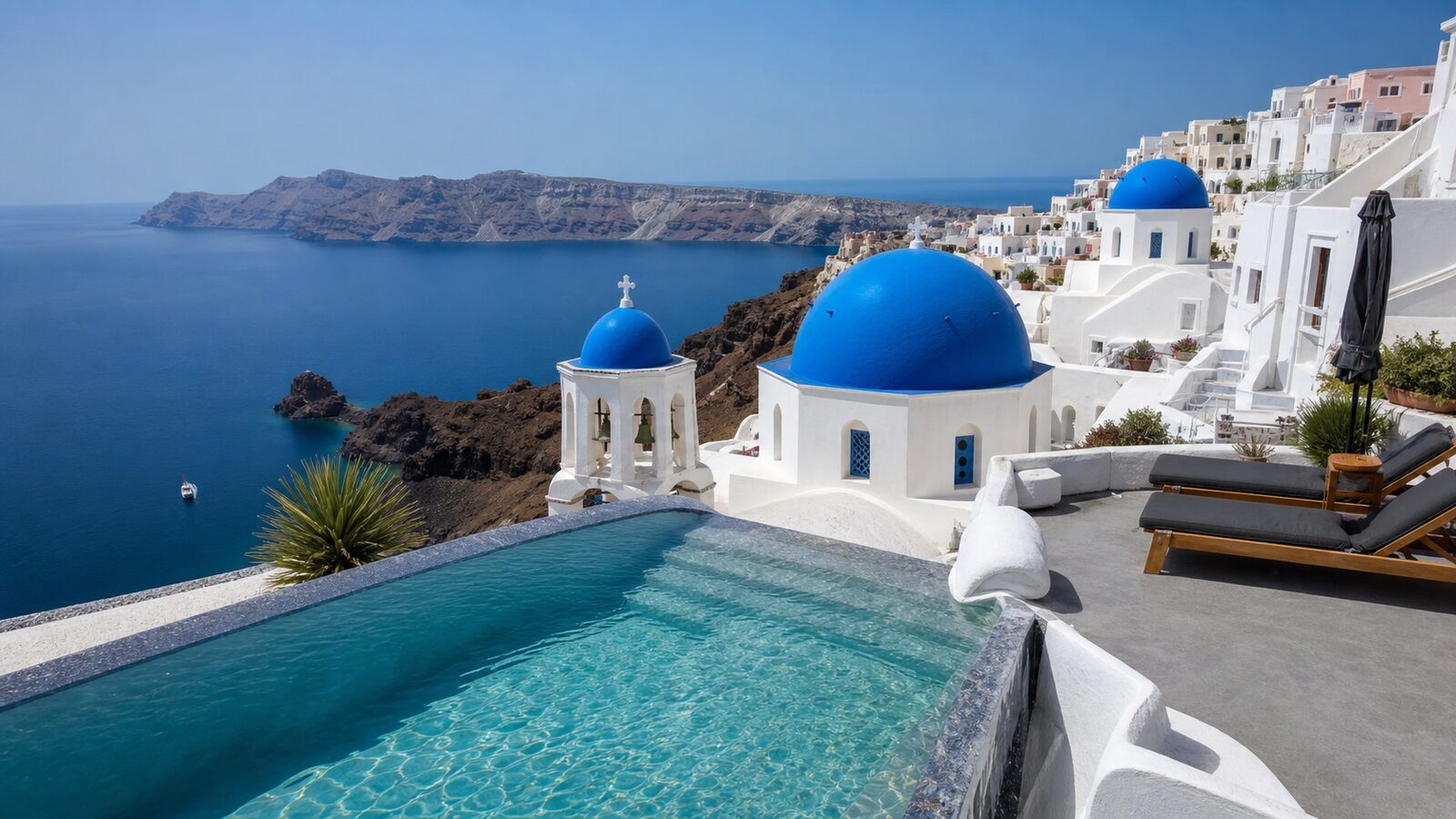 Santorini Sky Villa terrace above the sea